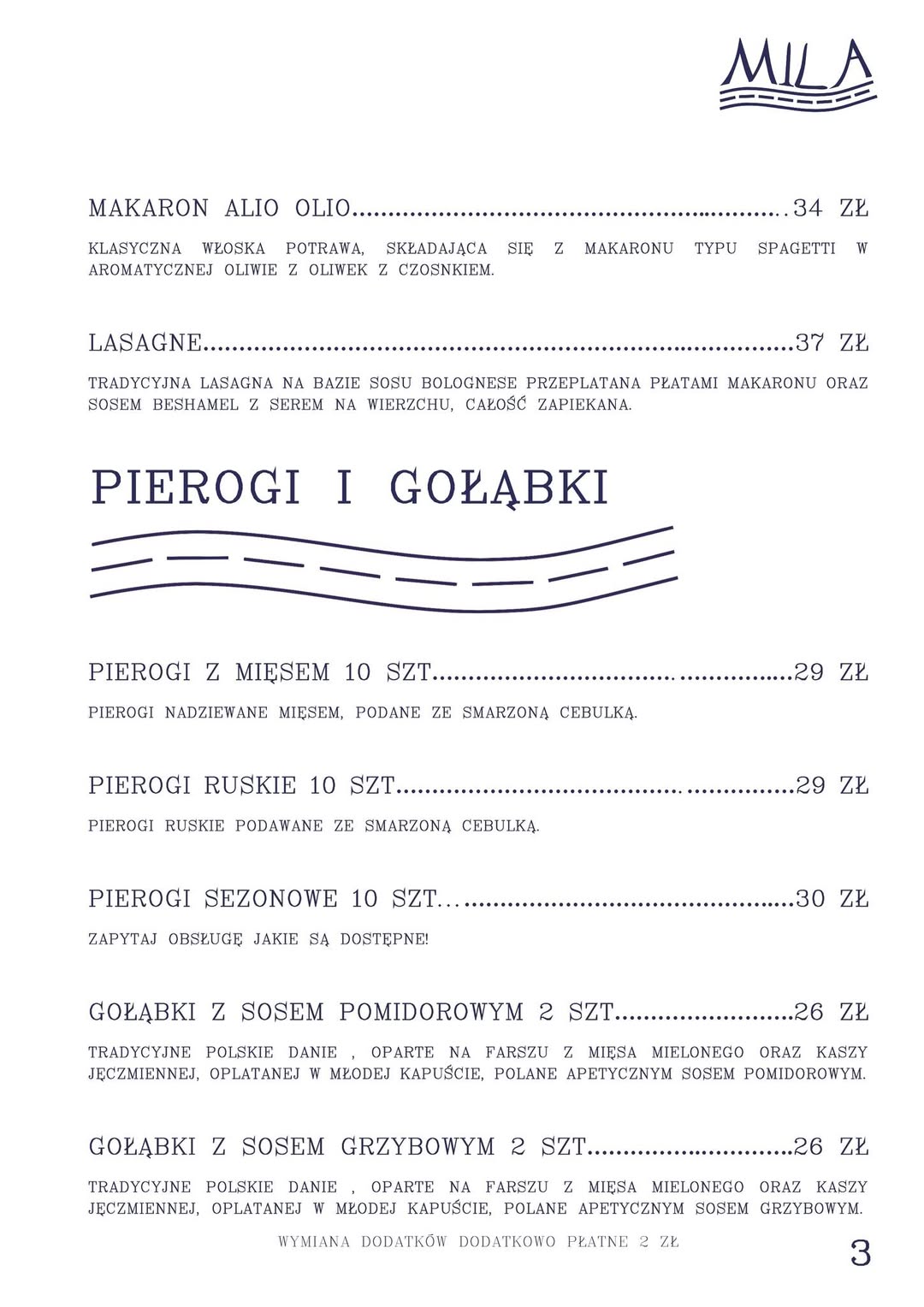 Menu Bistro MILA - Strona 3