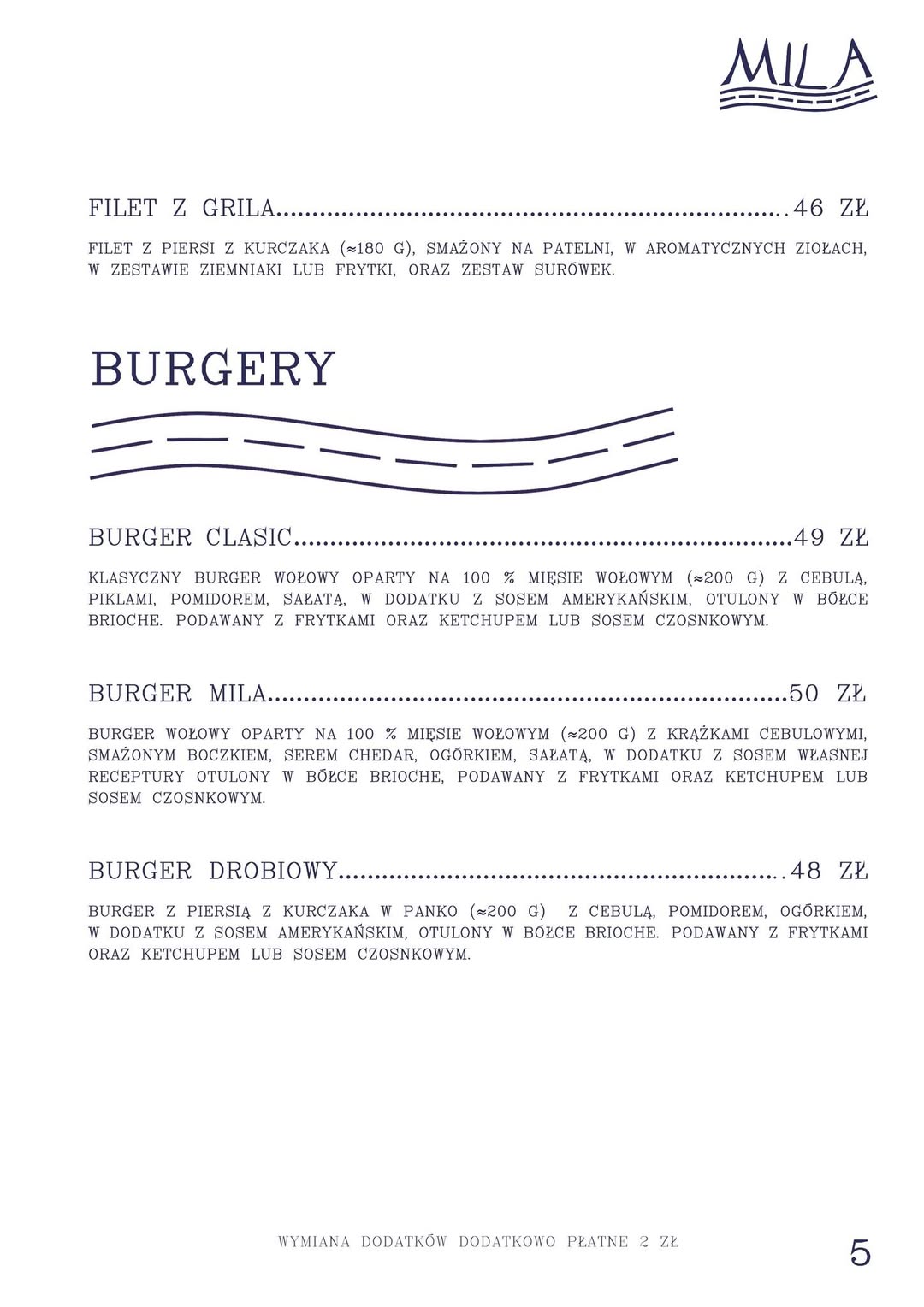 Menu Bistro MILA - Strona 5