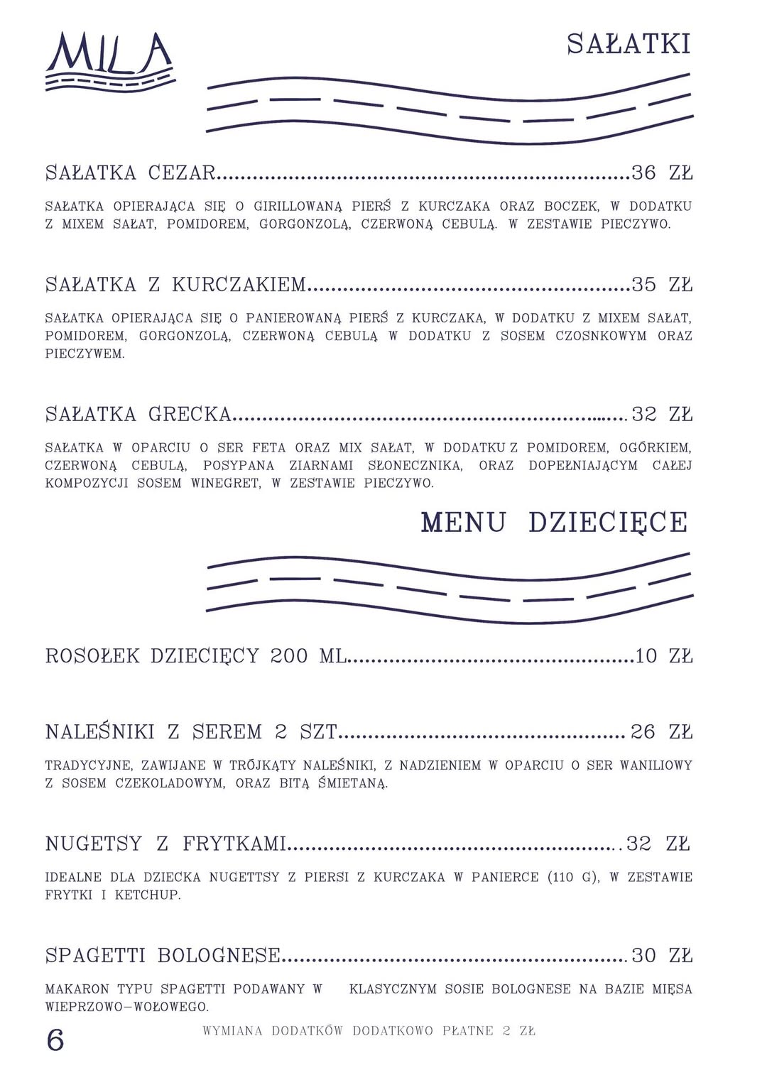 Menu Bistro MILA - Strona 6