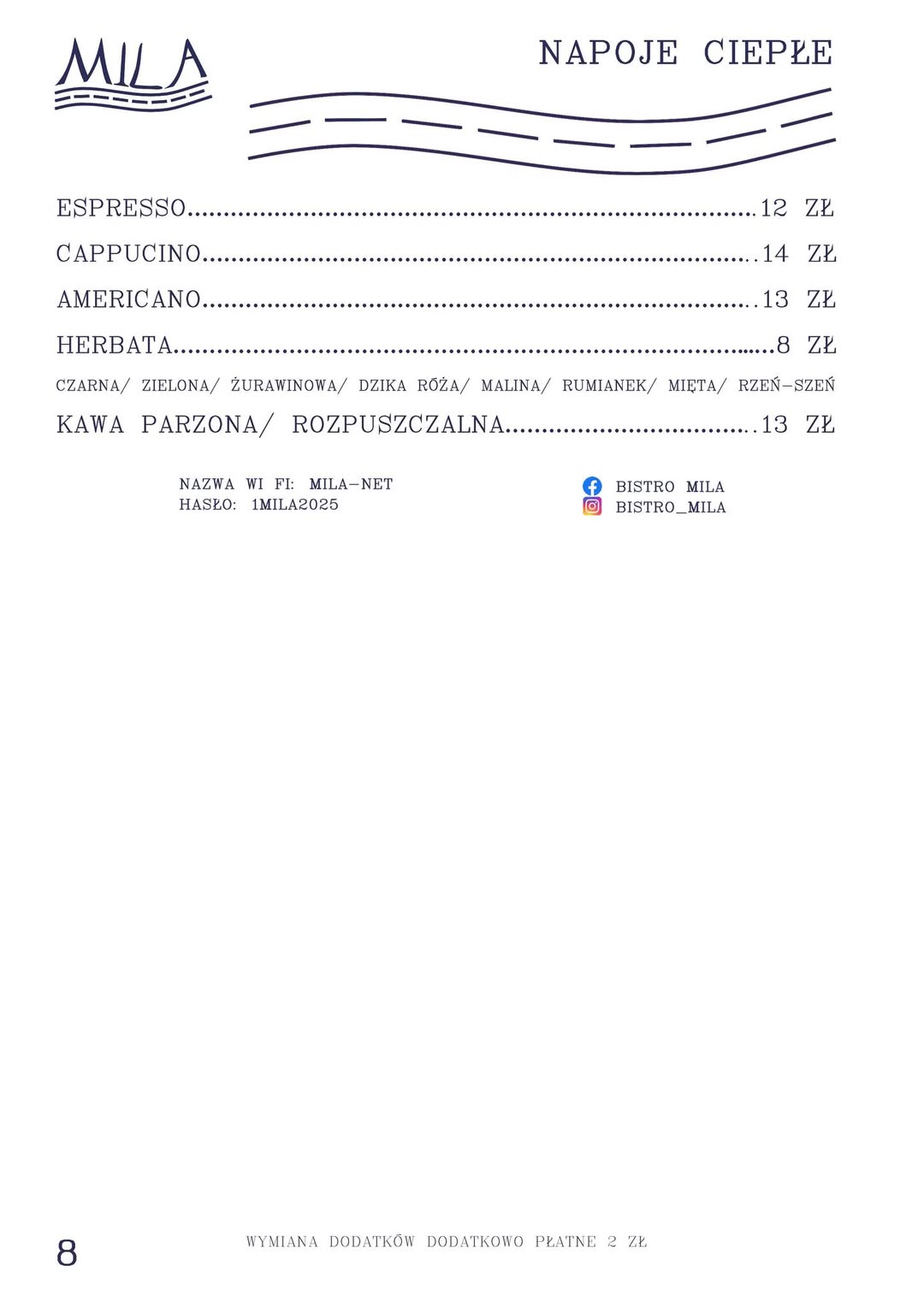 Menu Bistro MILA - Strona 8